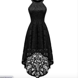 Dressystar Black Lace High Neck Halter High-Low Midi Dress NEW Womens Size 3X
